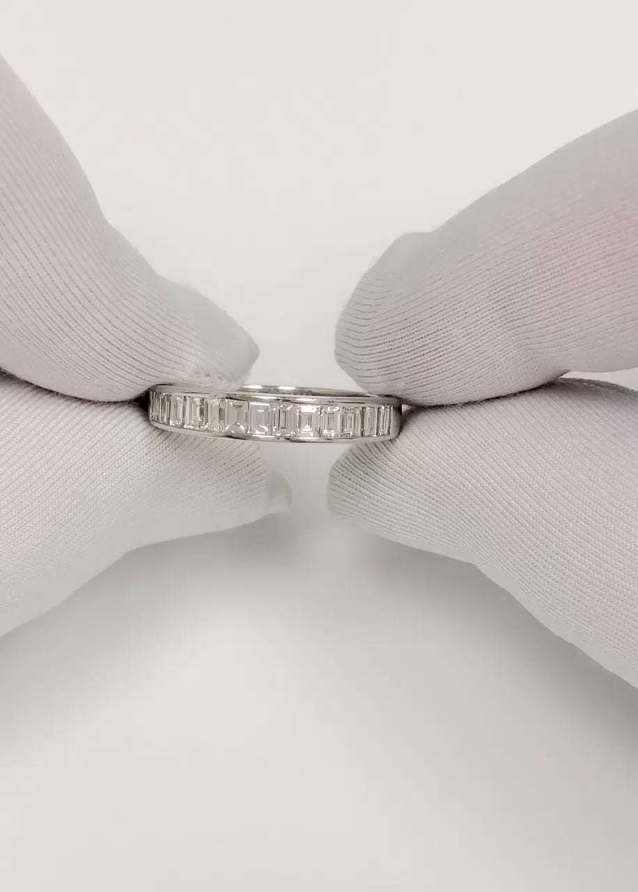 Tiffany & Co. Platinum .90ct F VS Baguette Diamond Channel Band Ring Size 8.5