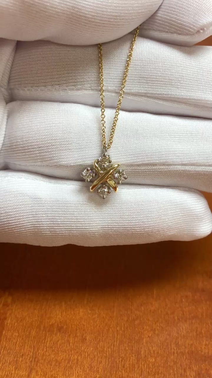 Tiffany & Co. Jean Schlumberger 16 Stone Lynn Pendant Necklace Platinum 18KY