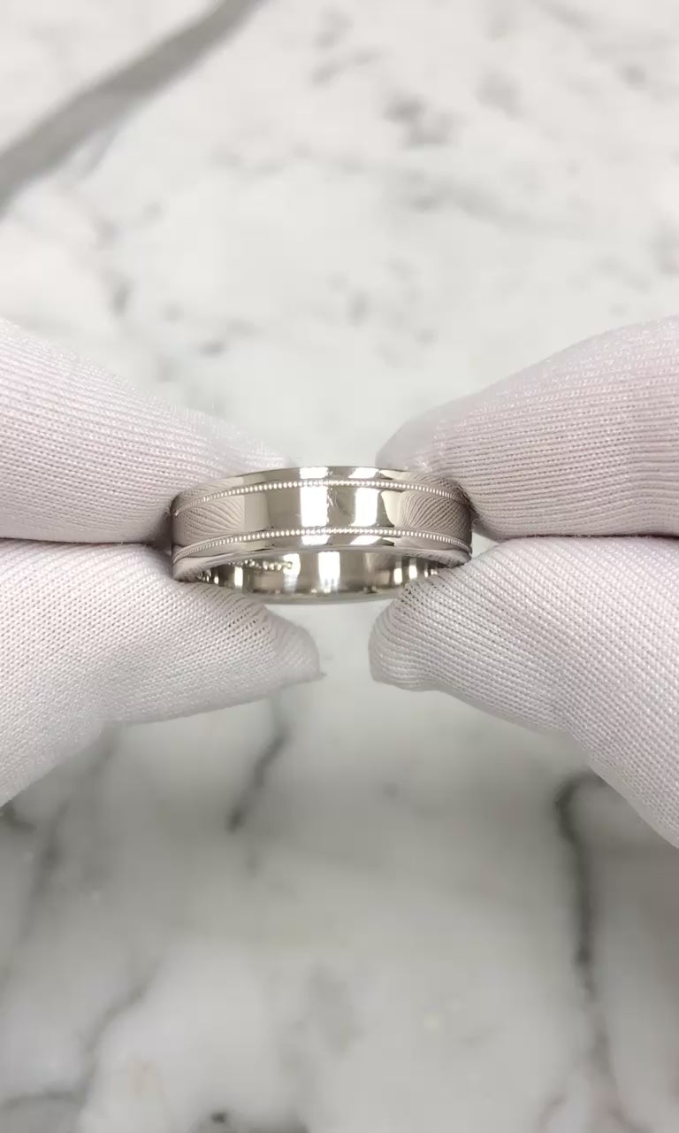 Tiffany & Co. Platinum Classic Double Milgrain Men’s Band Ring, 6mm, Size 8.75