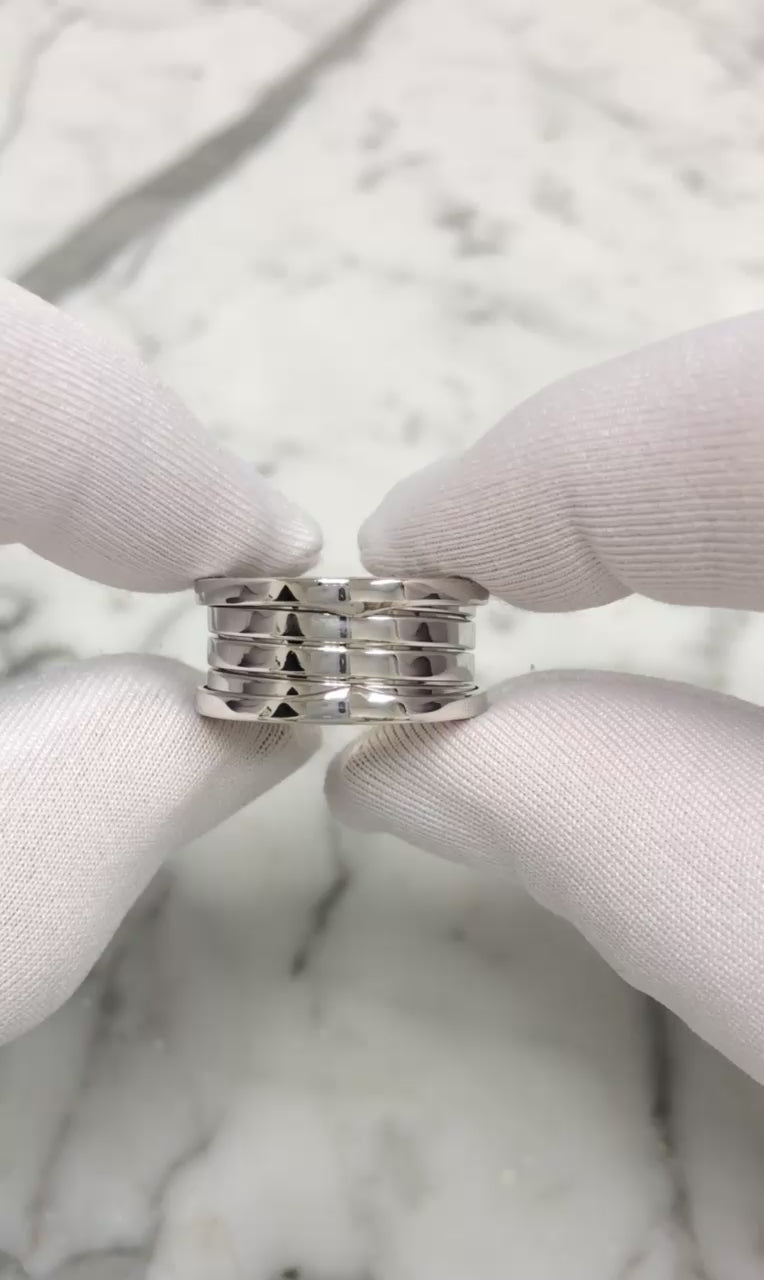 Bulgari Bvlgari B.zero1 18K White Gold 4-Row Band Ring Size 53 (6.5)