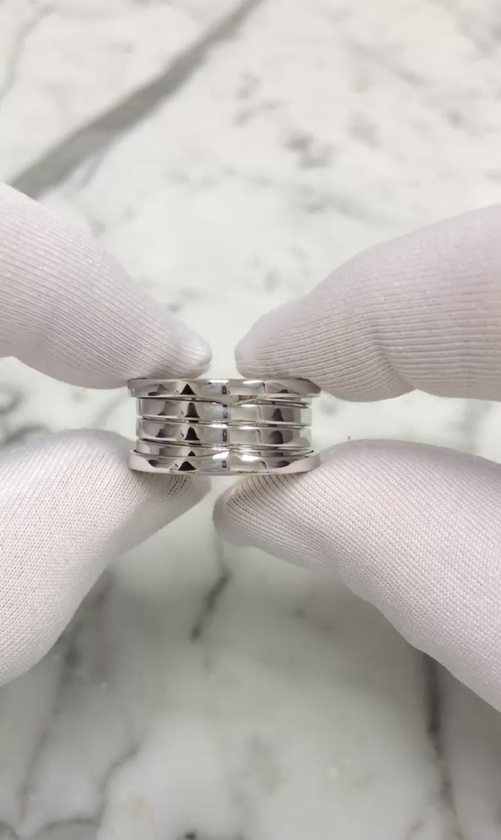 Bulgari Bvlgari B.zero1 18K White Gold 4-Row Band Ring Size 53 (6.5)