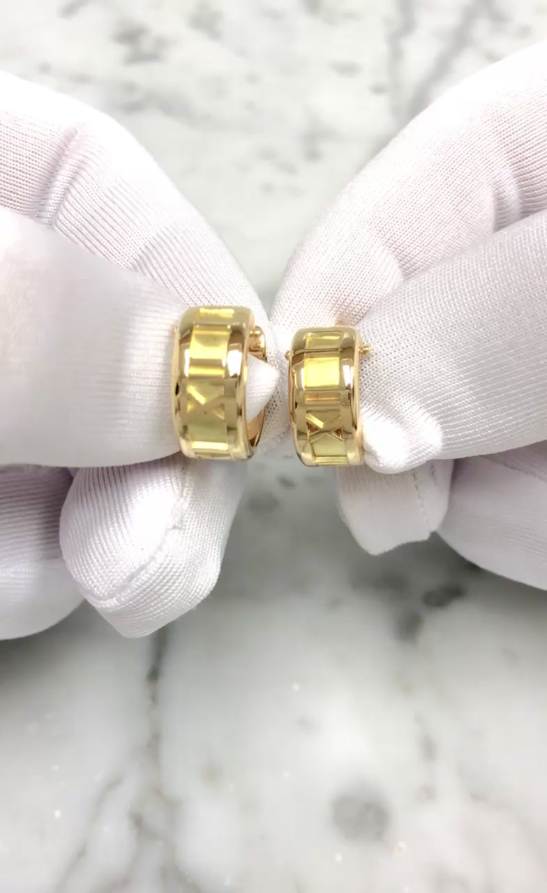 Vintage Tiffany & Co. 18K Yellow Gold Atlas Small Hoop Earrings ½ Inch (1995)