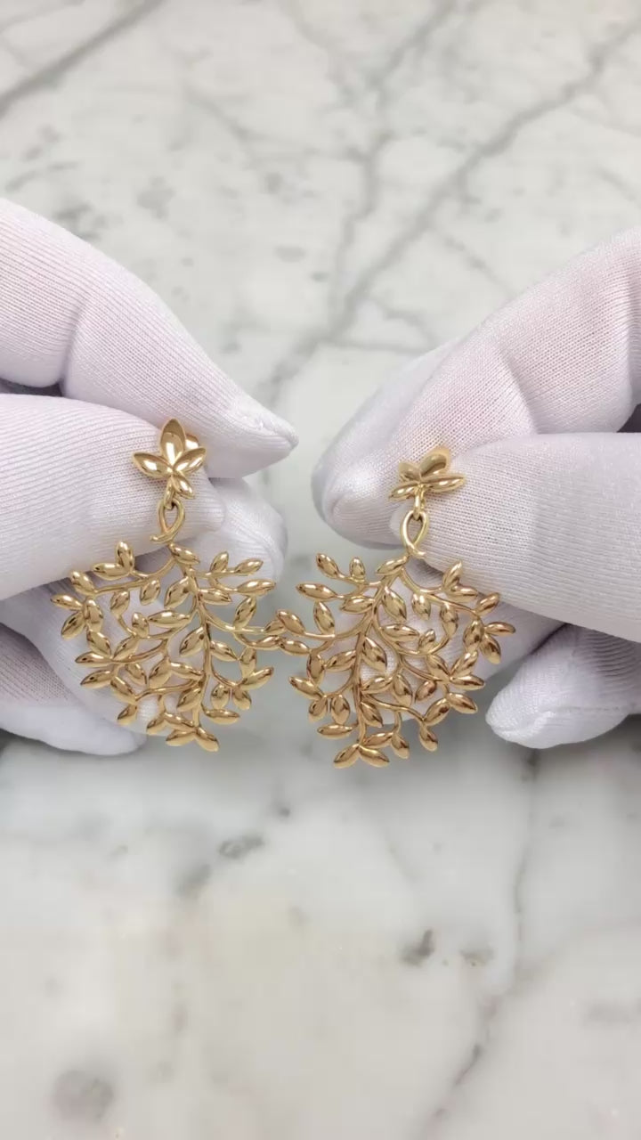 Tiffany & Co. Paloma Picasso 18K Yellow Gold Olive Leaf Large Drop Earrings