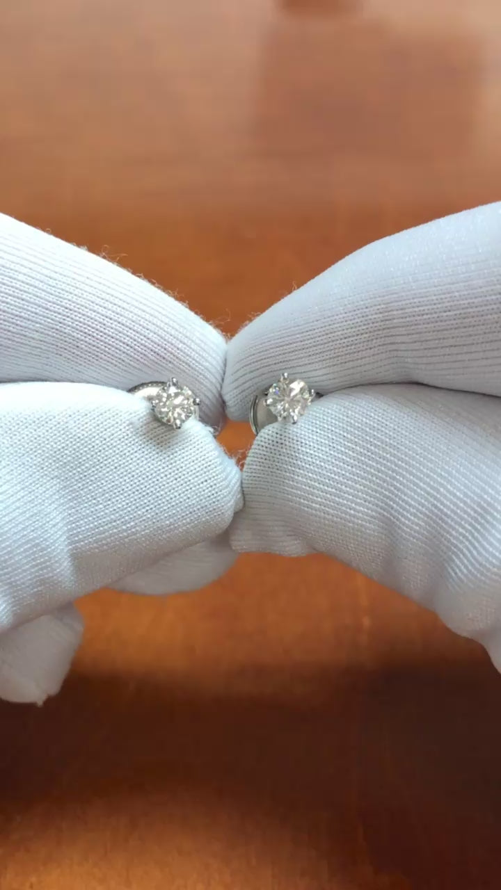 Tiffany & Co. Platinum Round 0.40Cts TW H VS1-VS2 Diamond Stud Earrings w/papers