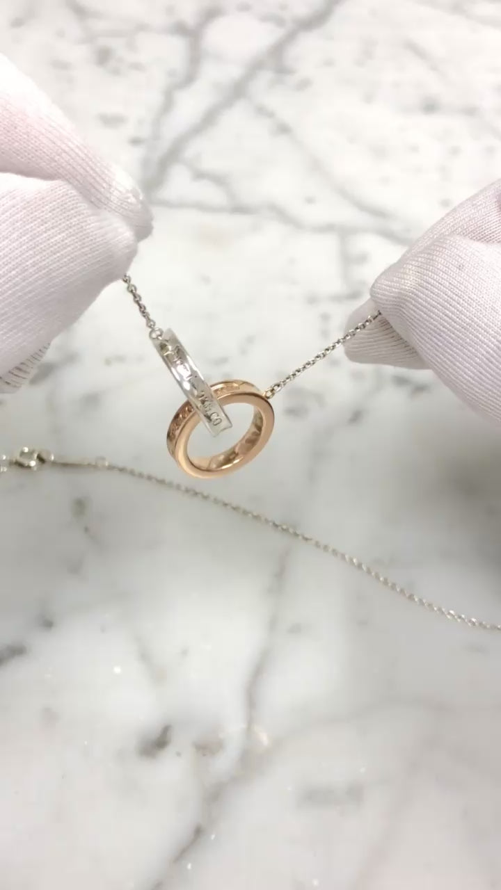 Tiffany & Co. 1837 Interlocking Circles Necklace Sterling Silver & 18K Rose Gold