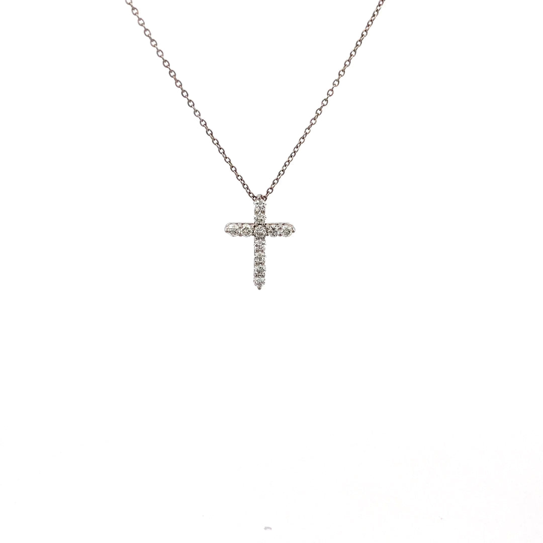 Tiffany & Co. 0.42ct Round Diamond Cross Pendant Necklace Small 16"