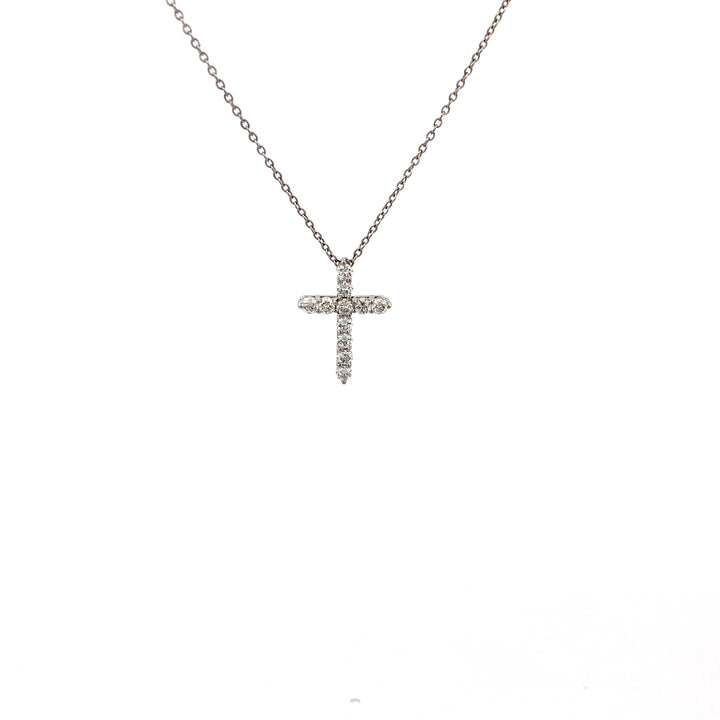 Tiffany & Co. 0.42ct Round Diamond Cross Pendant Necklace Small 16"