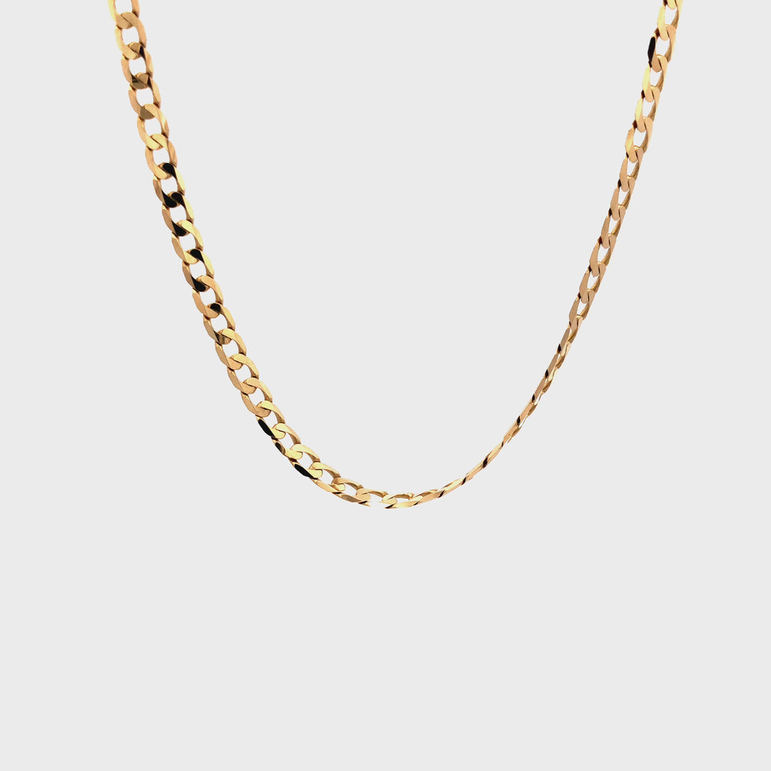 14K Yellow Gold Cuban Curb Link Chain Diamond Cut Necklace 24" Long