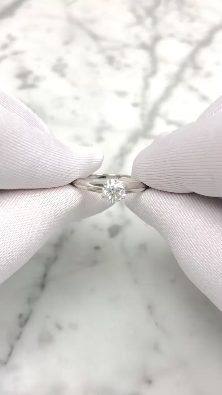 Tiffany & Co. Platinum .57 ct F VS2 Diamond Solitaire Engagement Ring w/papers