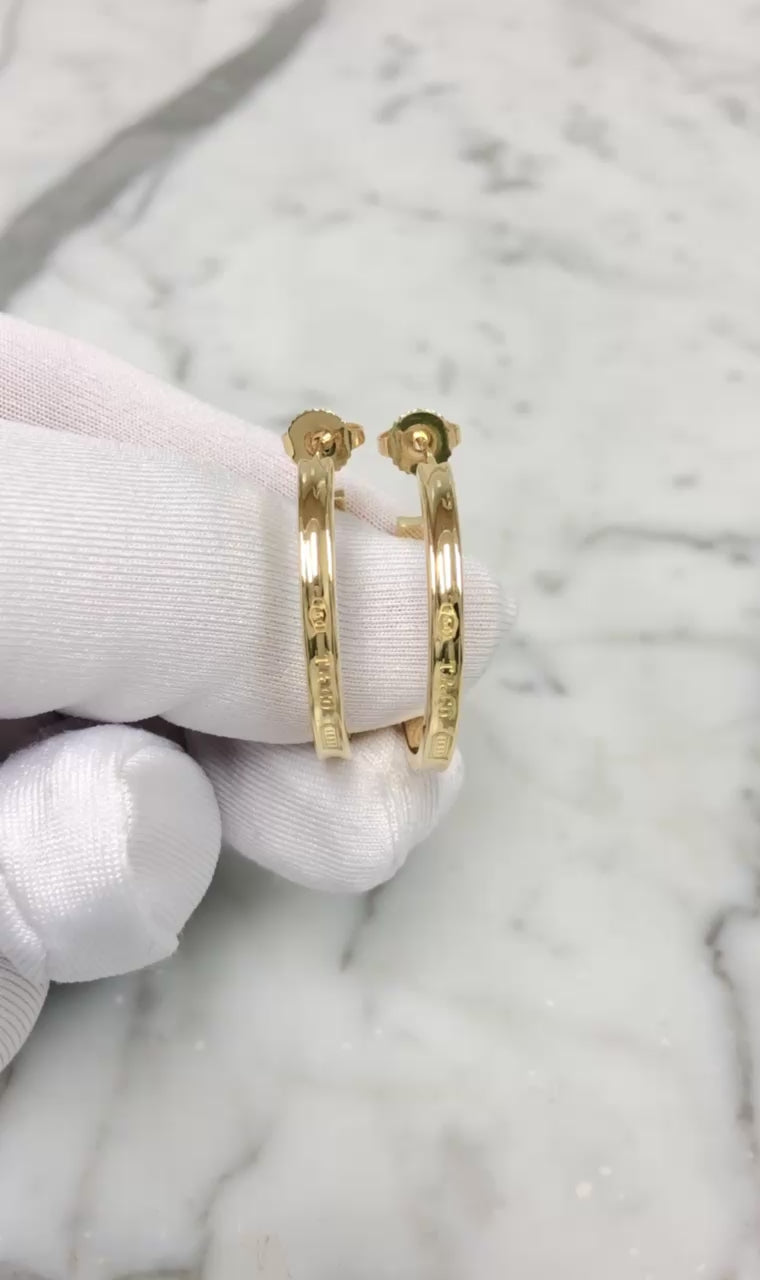 Tiffany & Co. 1837 18K Yellow Gold Hoop Earrings 1" Diameter