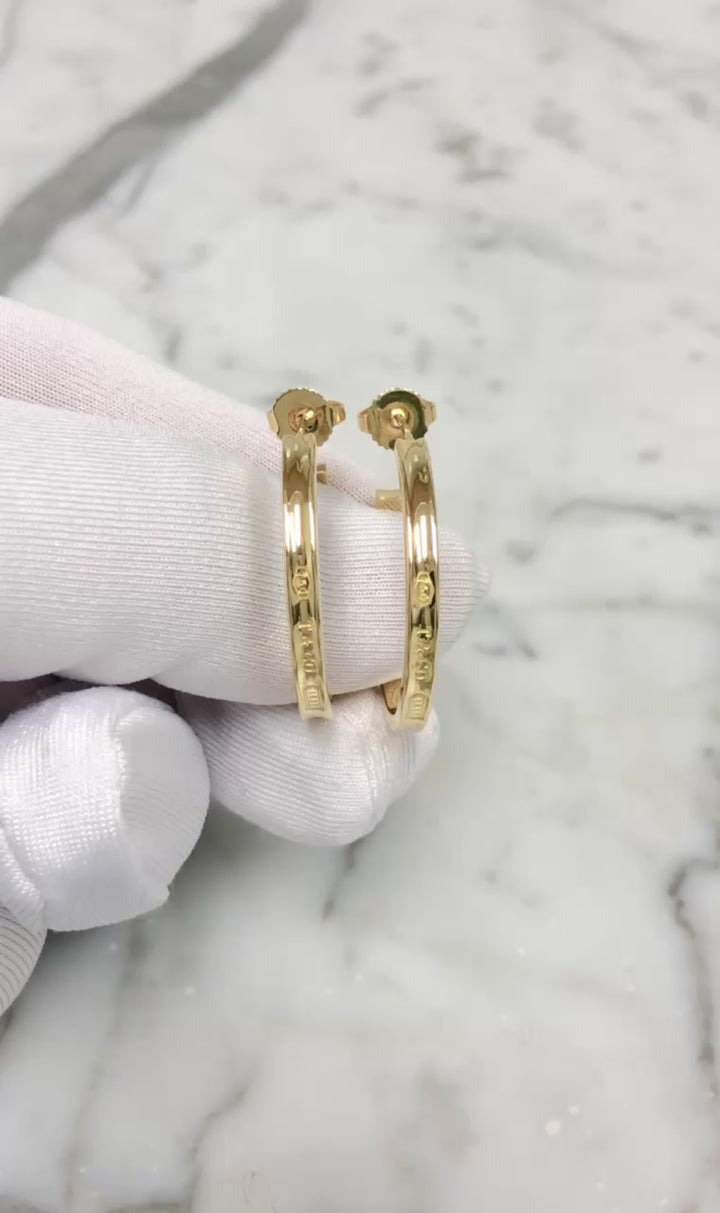 Tiffany & Co. 1837 18K Yellow Gold Hoop Earrings 1" Diameter