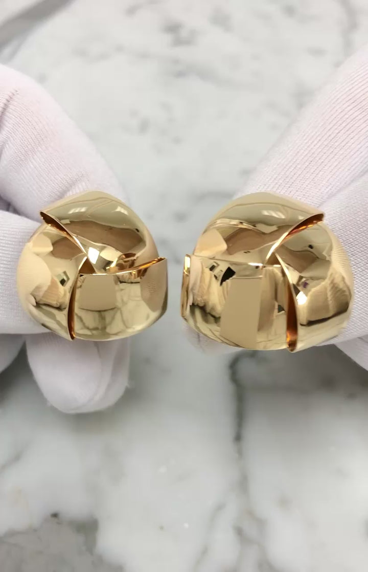 Vintage Tiffany & Co. 18K Yellow Gold Woven Sculptural Earrings - 1970's Italy