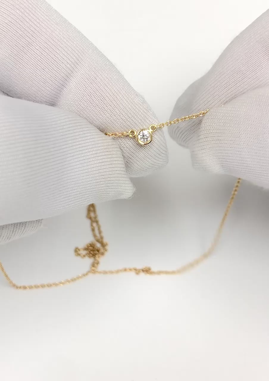 Tiffany & Co. 18KY Peretti Bezel Diamond by the Yard Necklace 16" .05ct F VS1