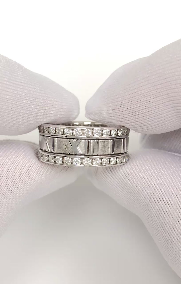 Vintage Tiffany & Co. 18K White Gold Wide Atlas 1.53 ct Diamond Ring 8.4mm Sz 6