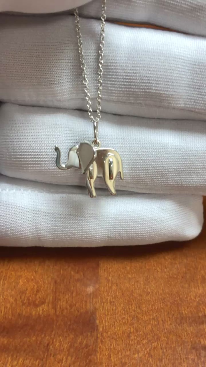 Tiffany & Co. Save The Wild Elephant Charm Necklace Sterling Silver 925 16"