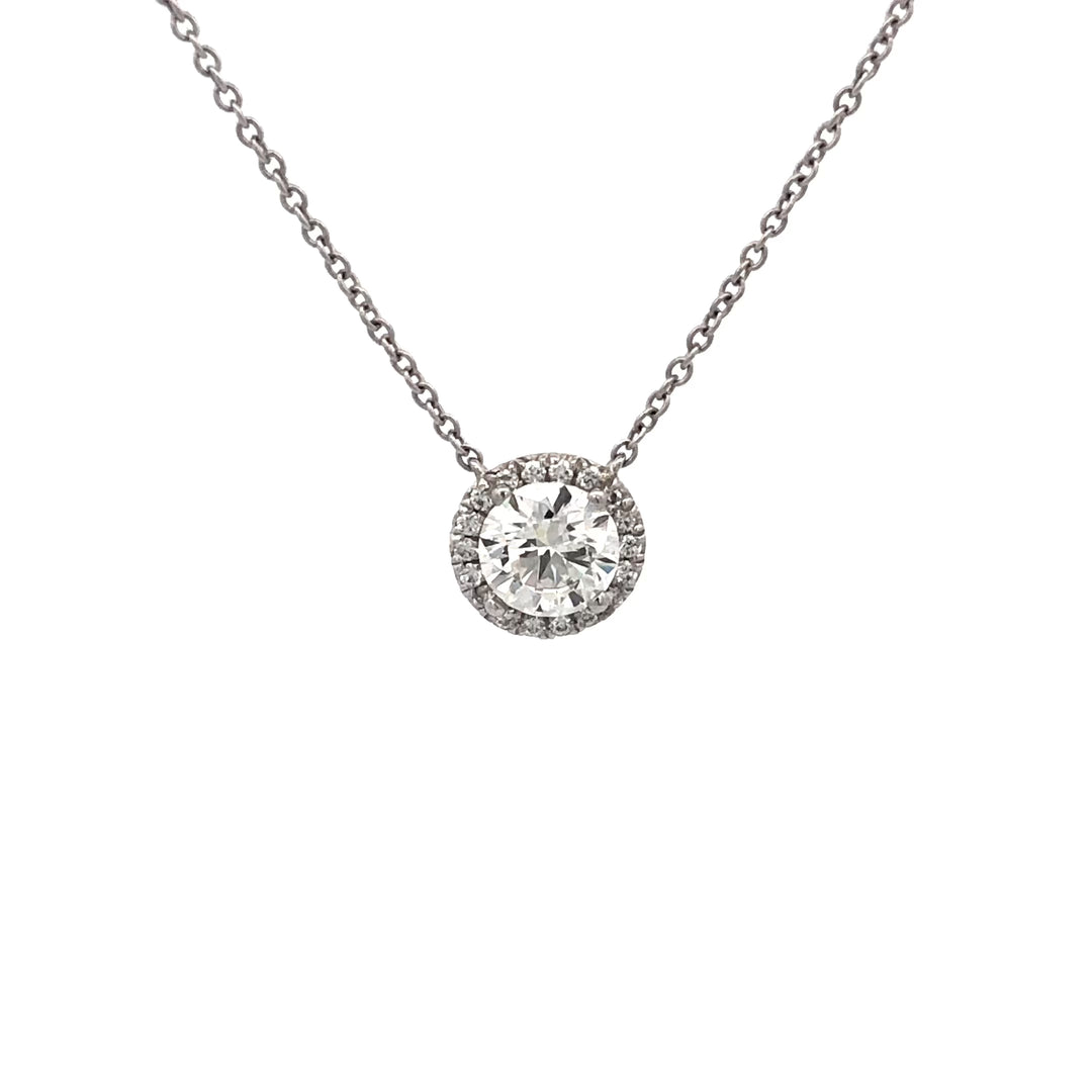 Tiffany & Co. Platinum Soleste Round Diamond .80ct IVVS2 Pendant Necklace