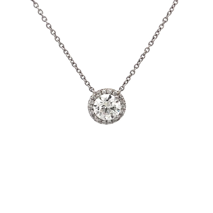 Tiffany & Co. Platinum Soleste Round Diamond .80ct IVVS2 Pendant Necklace