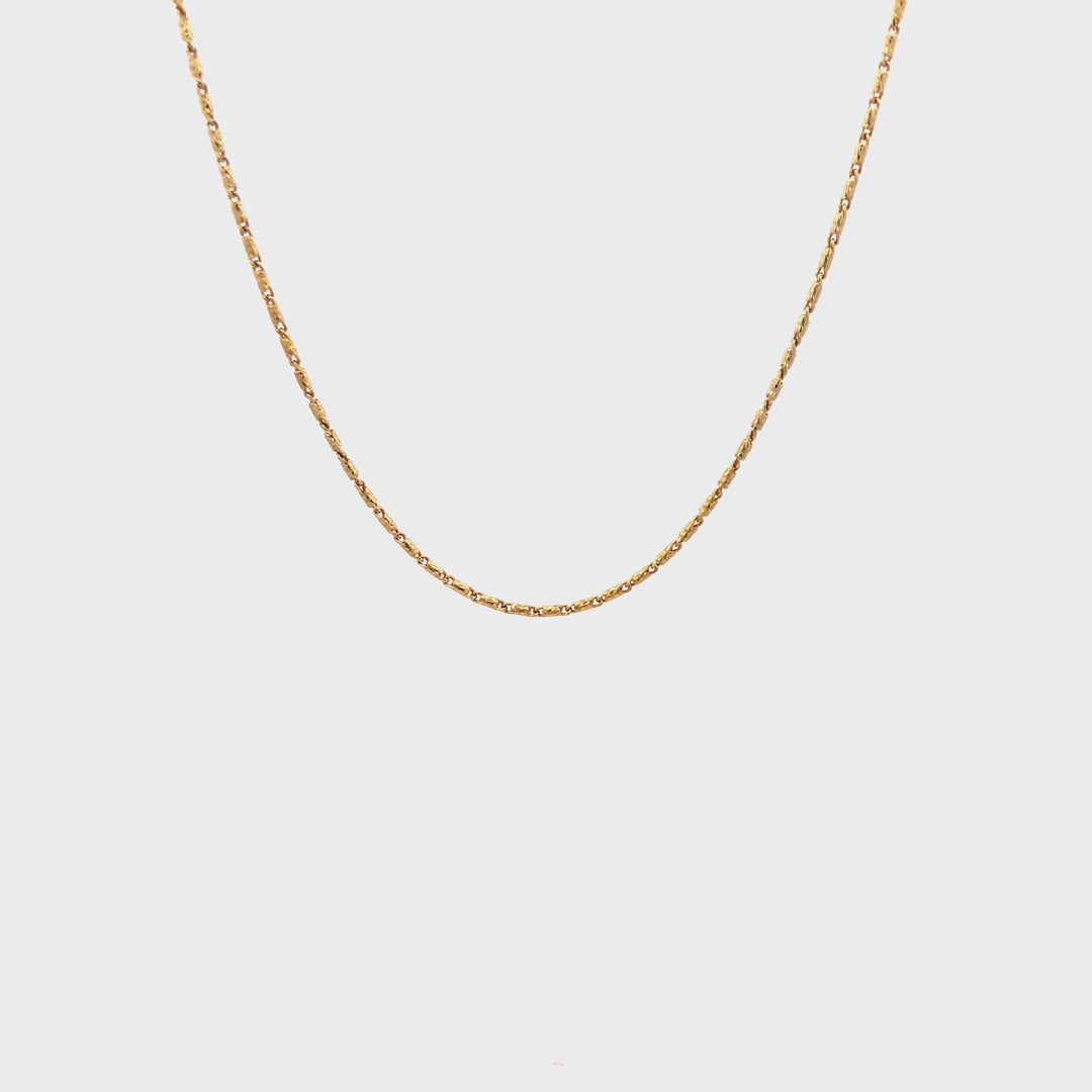 14K Yellow Gold Twisted Diamond Cut Tube Link Necklace 20 Inches 1.1 mm