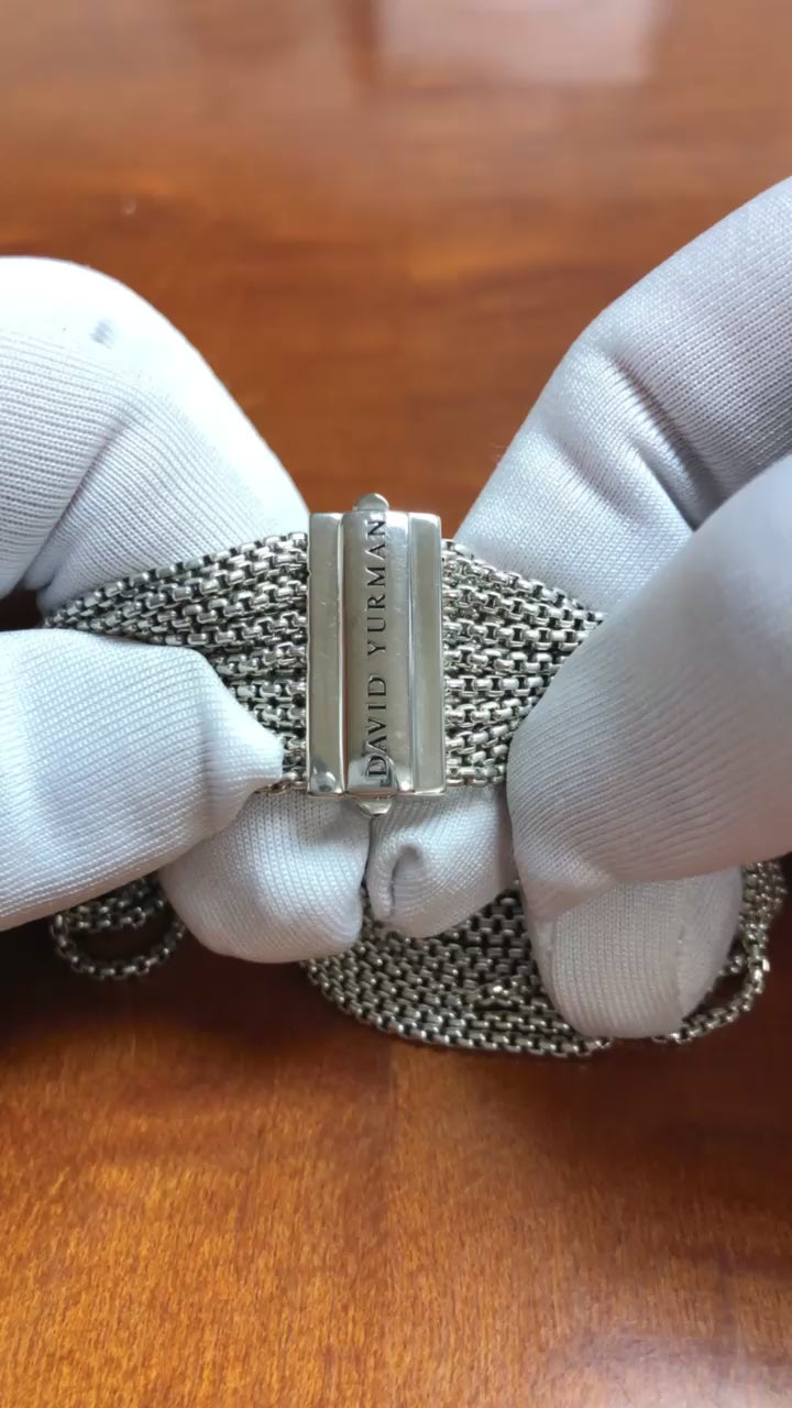 David Yurman Sterling Silver 16-Row Multi-Strand Box Chain Bracelet 21mm 7"