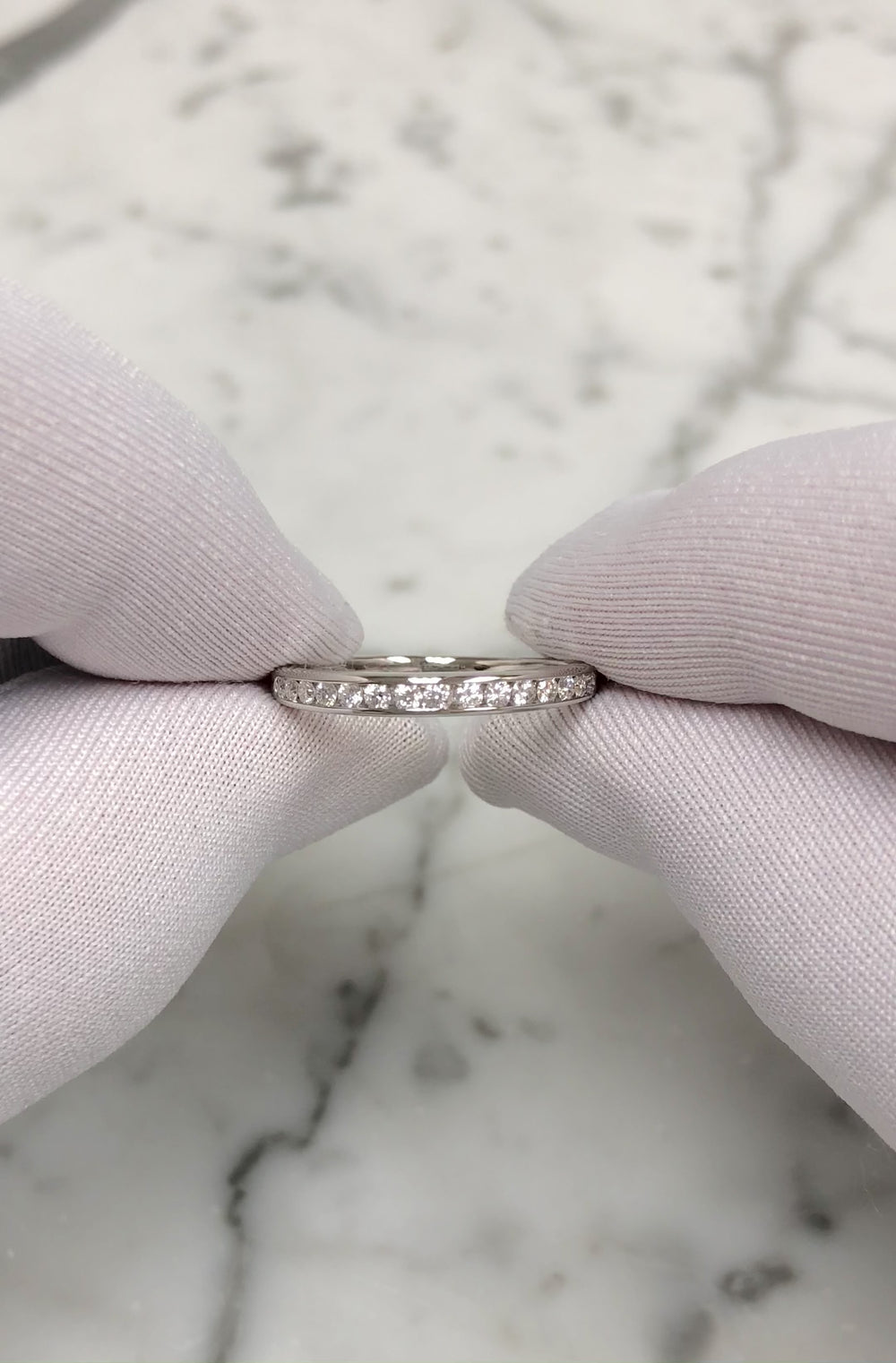 Tiffany & Co. Platinum 2.5mm Half Circle Diamond Eternity Band Ring .21ct