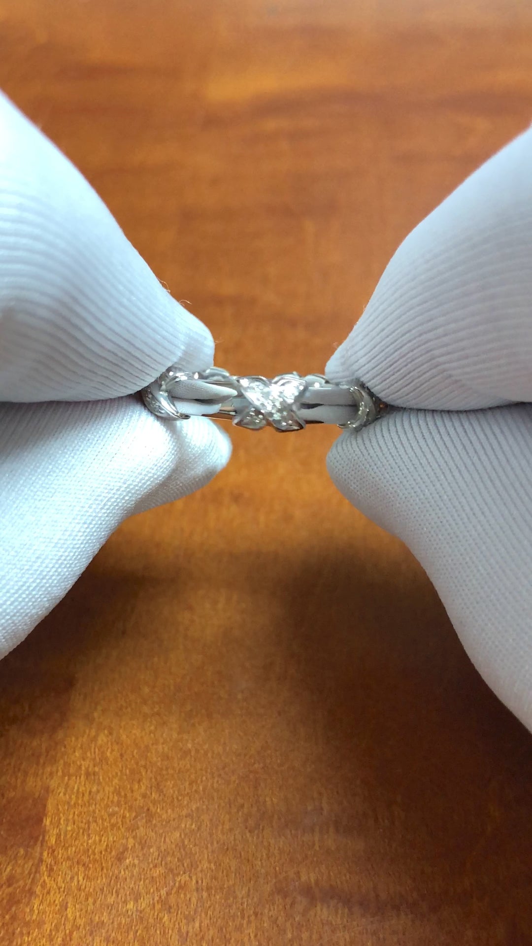 Tiffany & Co. 18k White Gold Diamond X Band Ring Size 5