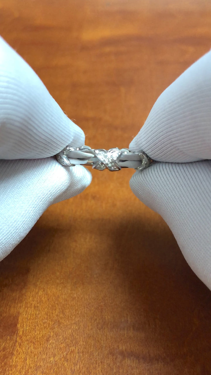 Tiffany & Co. 18k White Gold Diamond X Band Ring Size 5