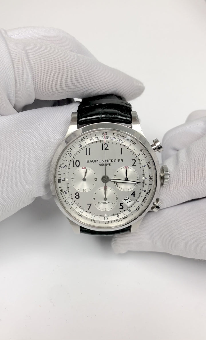 Baume & Mercier Capeland 65716 44mm Chronograph SS Automatic Watch White Dial