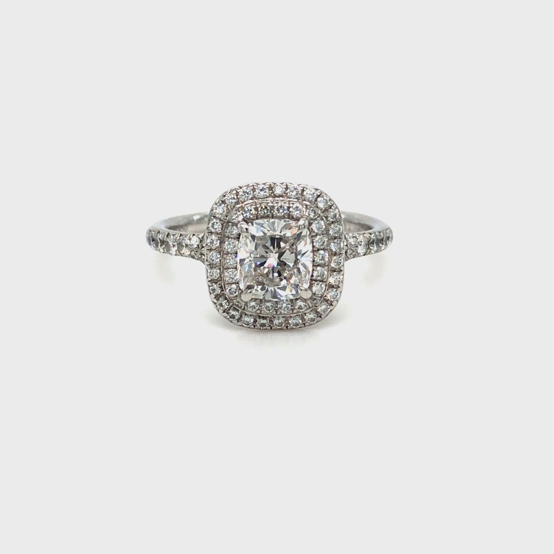 Tiffany & Co. Soleste Platinum Cushion Diamond Engagement Ring 1.29Cts