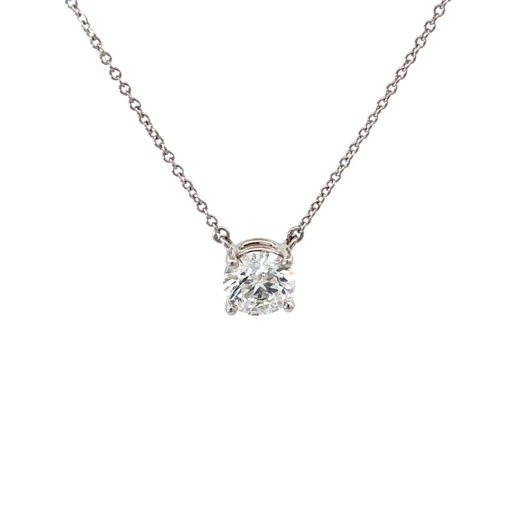 Tiffany & Co. Platinum Round Solitaire Diamond Pendant Necklace 1.41 ct GVVS2