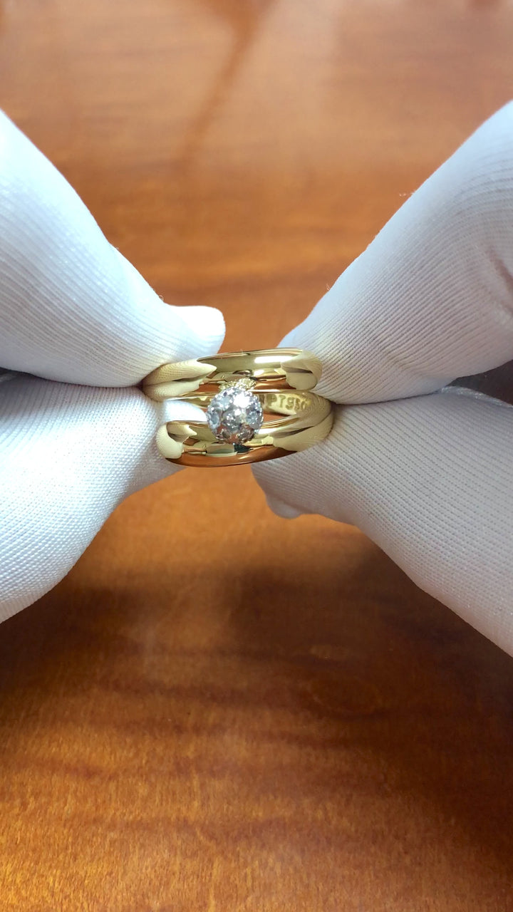 Tiffany & Co. Vintage 18K Yellow Gold and Platinum Pavé Diamond Bypass Ring 5.25