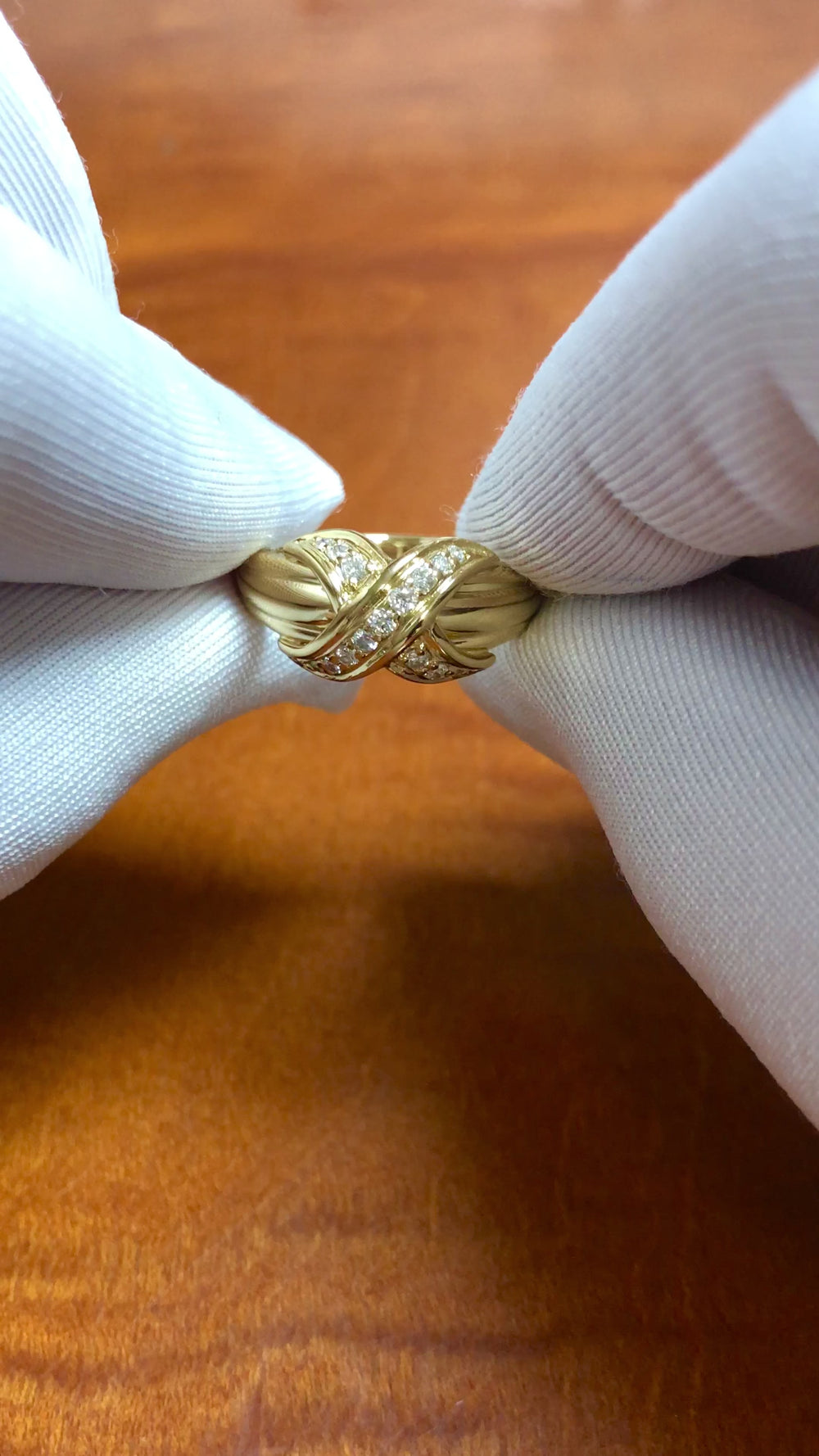 Vintage Tiffany & Co. Signature X Diamond Ring, 18K Yellow Gold, Circa 1990
