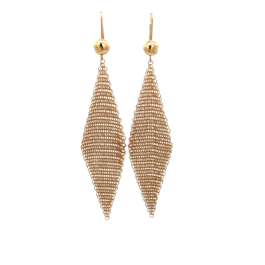 Vintage Tiffany & Co. Elsa Peretti 18K Y Gold Mesh Dangle Drop Earrings (1981)