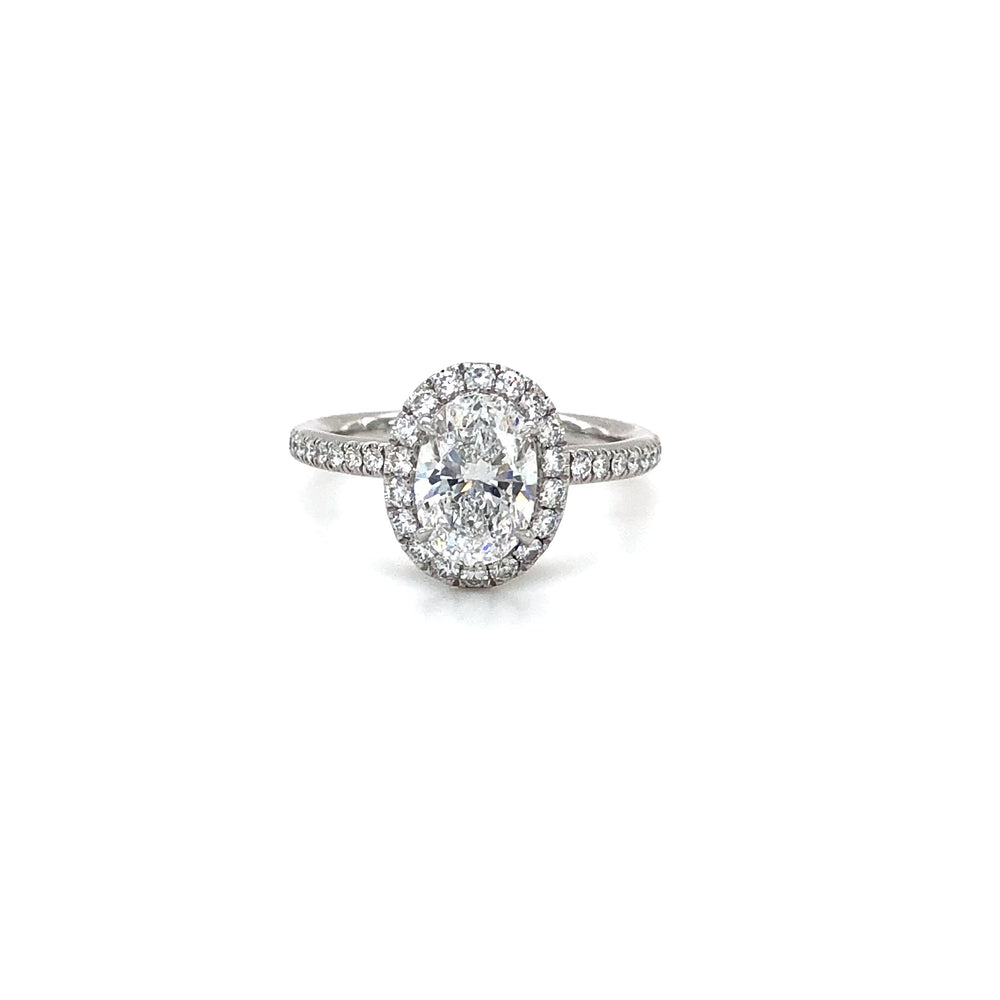 Harry Winston Platinum Halo Oval Diamond 1.54ct TW DVVS1 Engagement Ring