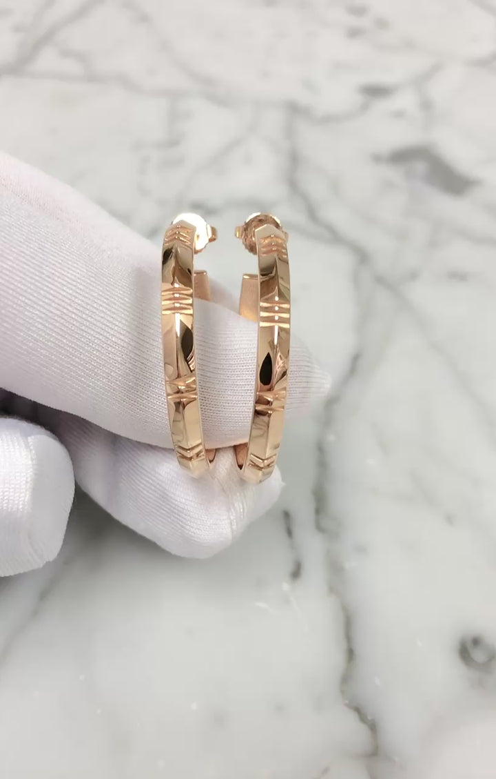 Tiffany & Co. 18K Rose Gold Atlas Large Hoop Earrings 1.25 Inch