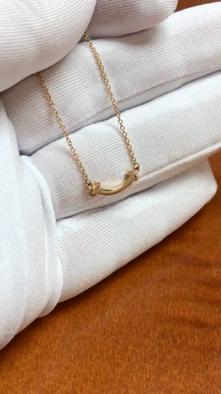 Tiffany & Co. T Smile Mini Pendant Necklace, 18K Rose Gold
