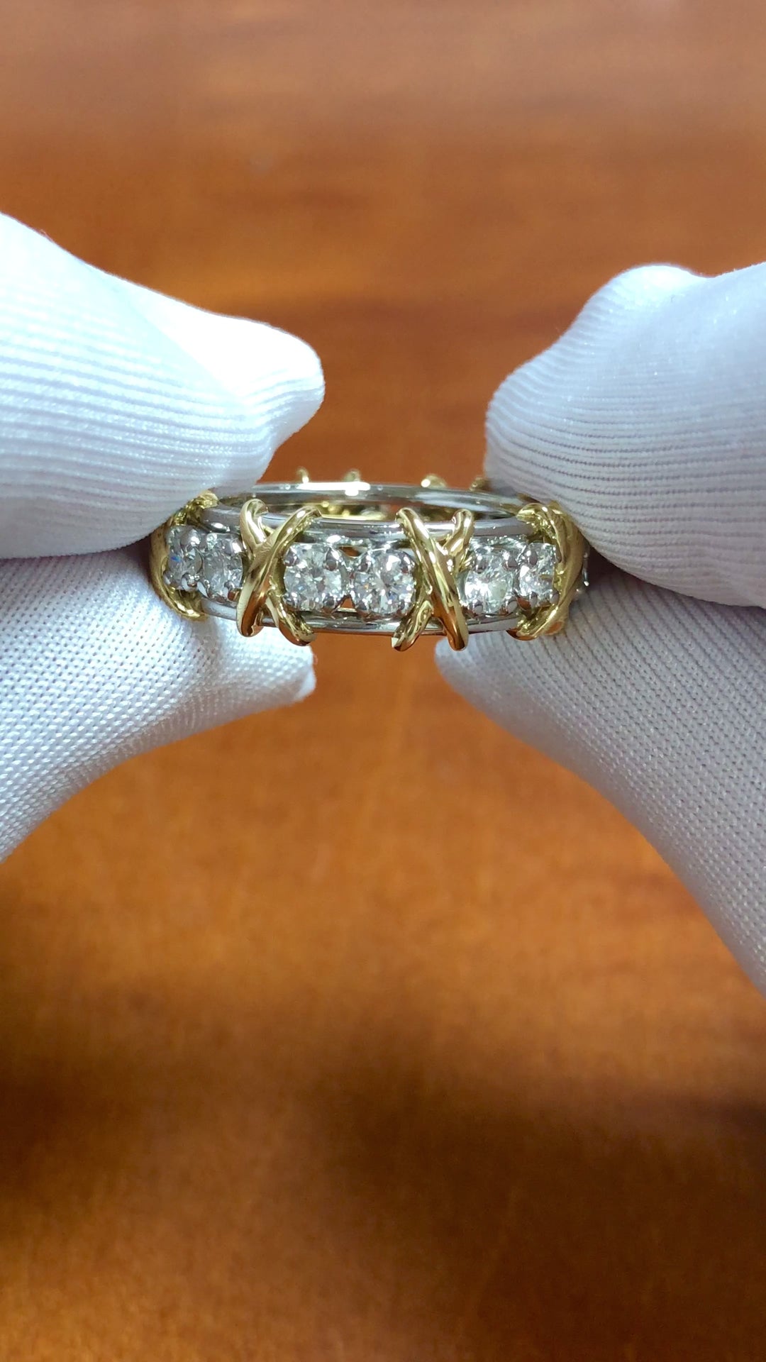 Tiffany & Co. Schlumberger 16-Stone Platinum & 18K Diamond Ring Size 6.25