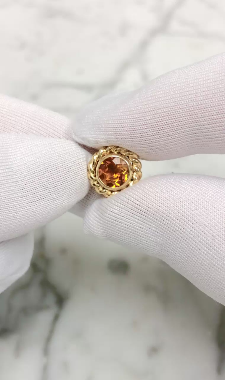 Vintage Tiffany & Co. 18K Yellow Gold Round Madeira Citrine Pendant