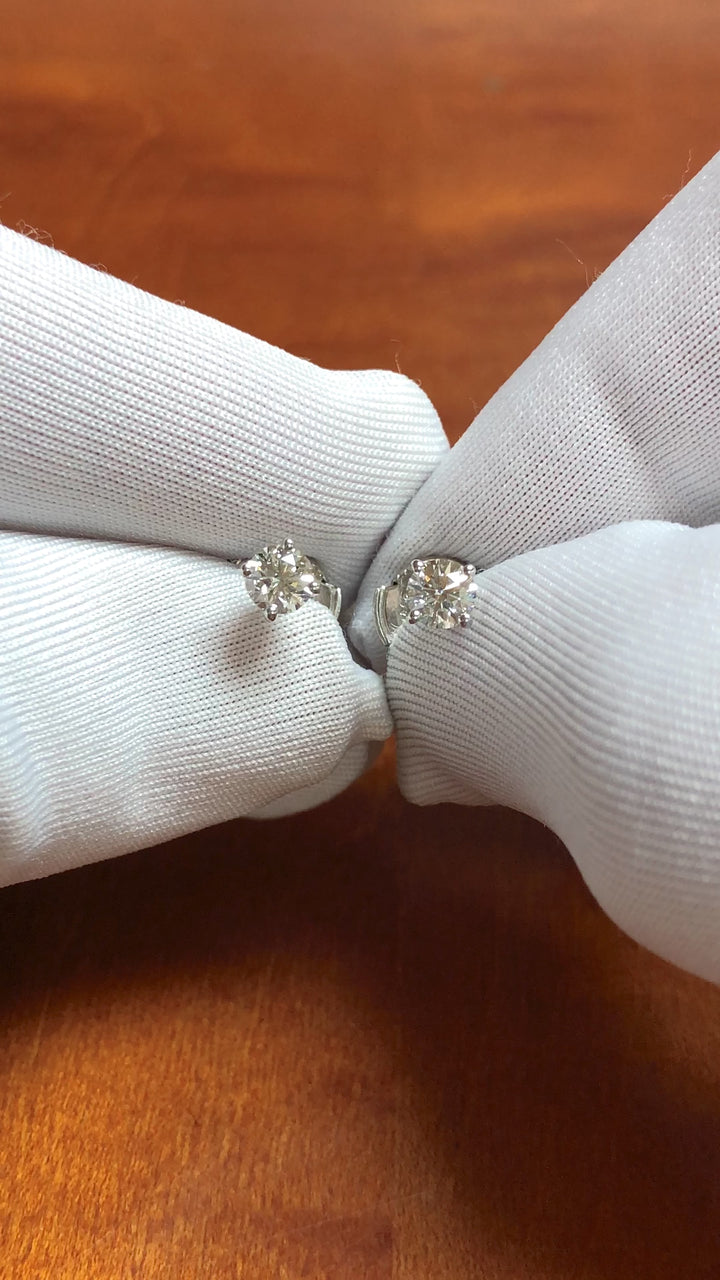 Tiffany & Co. Platinum Round Diamond Stud Earrings 0.54ct TW I VS1