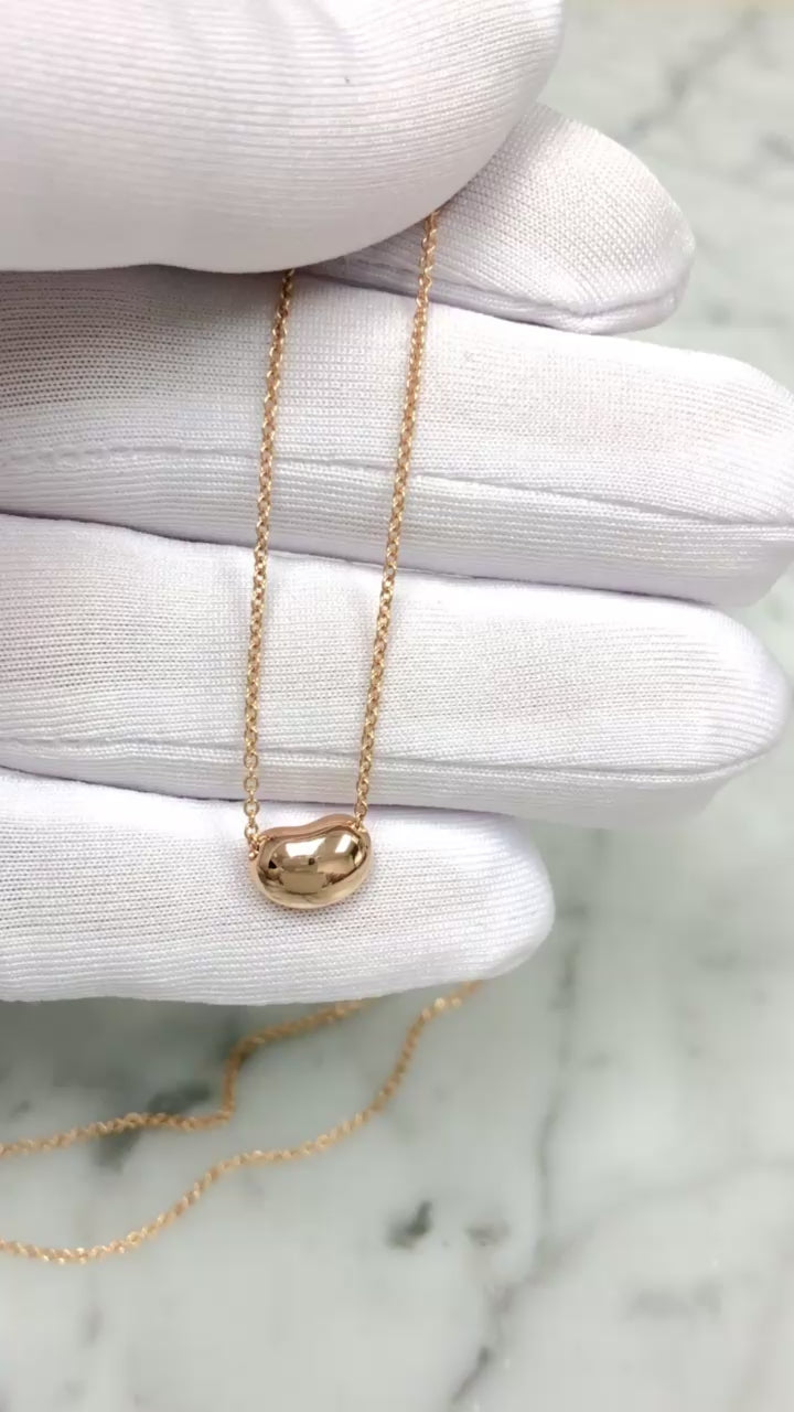Tiffany and Co. Elsa Peretti Bean Pendant Necklace in 18K Rose