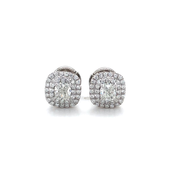 Tiffany & Co. Platinum Cushion Double Soleste 0.95ct TW Stud Earrings HVVS1