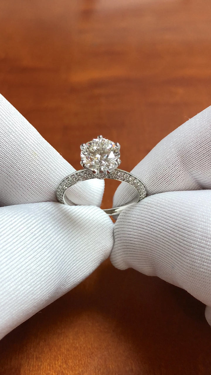 Tiffany & Co. Platinum 1.73ct G VS1 Pavé Diamond Engagement Ring
