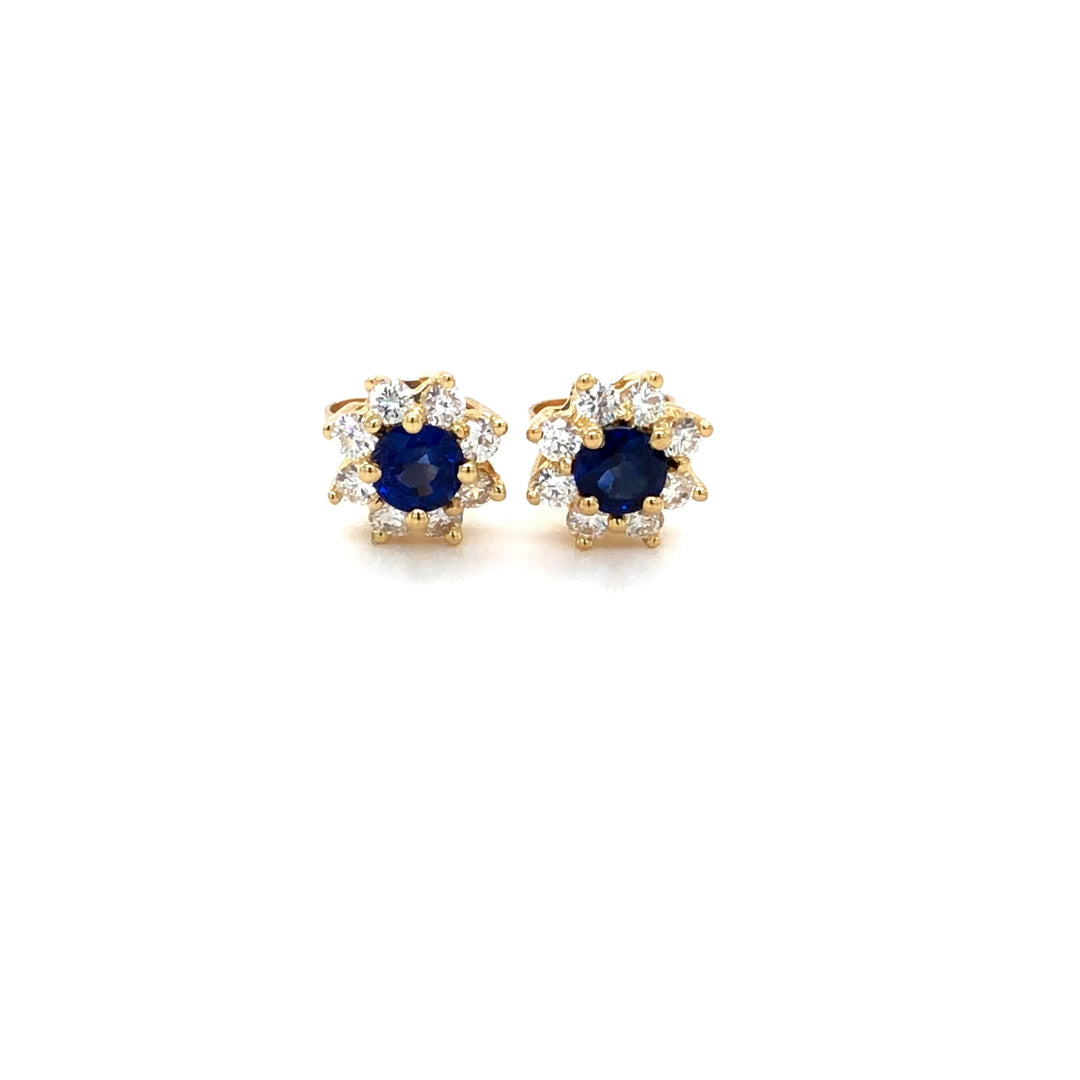 Vintage Tiffany & Co. Sapphire and Diamond Cluster Earrings 1980's