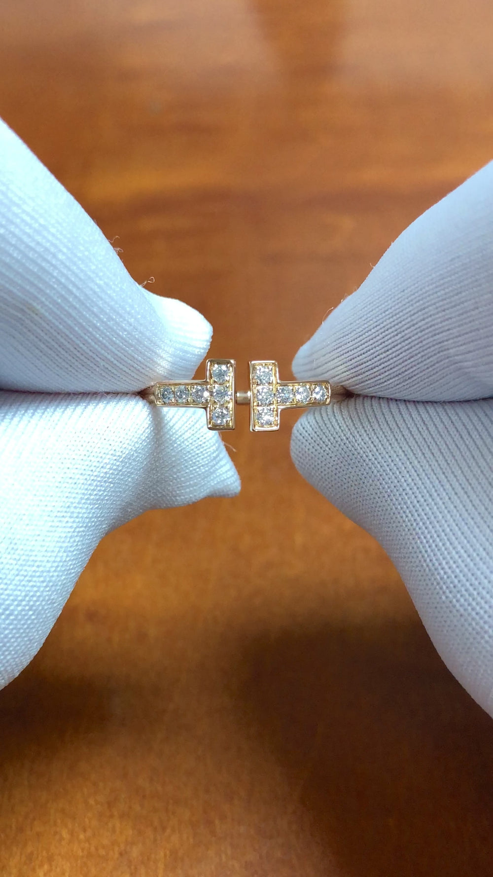 Tiffany & Co. 18k Rose Gold T Diamond Ring Size 5 w/ Receipt