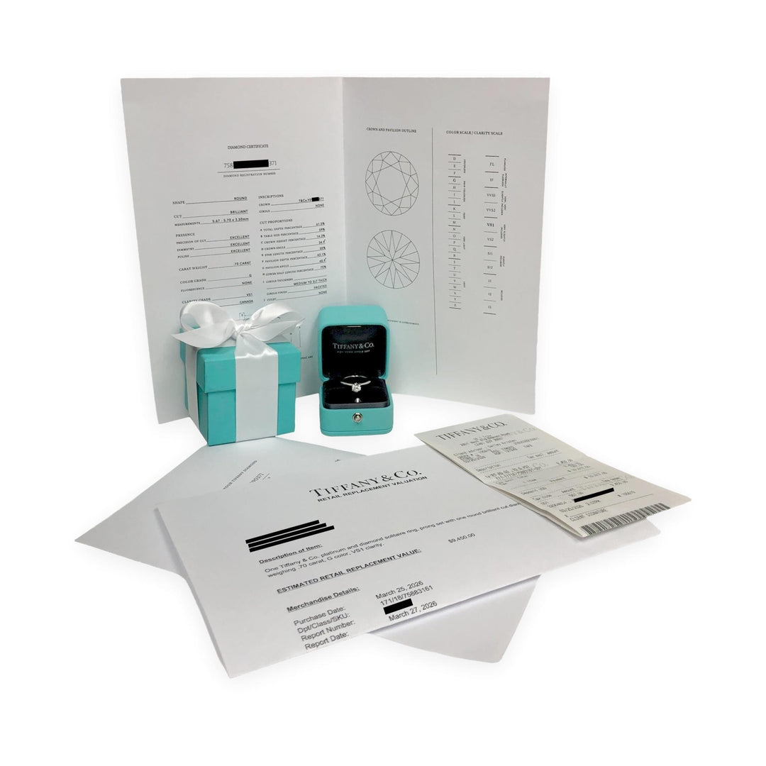 Tiffany & Co. Platinum 0.70ct Diamond Classic Setting Solitaire Engagement Ring