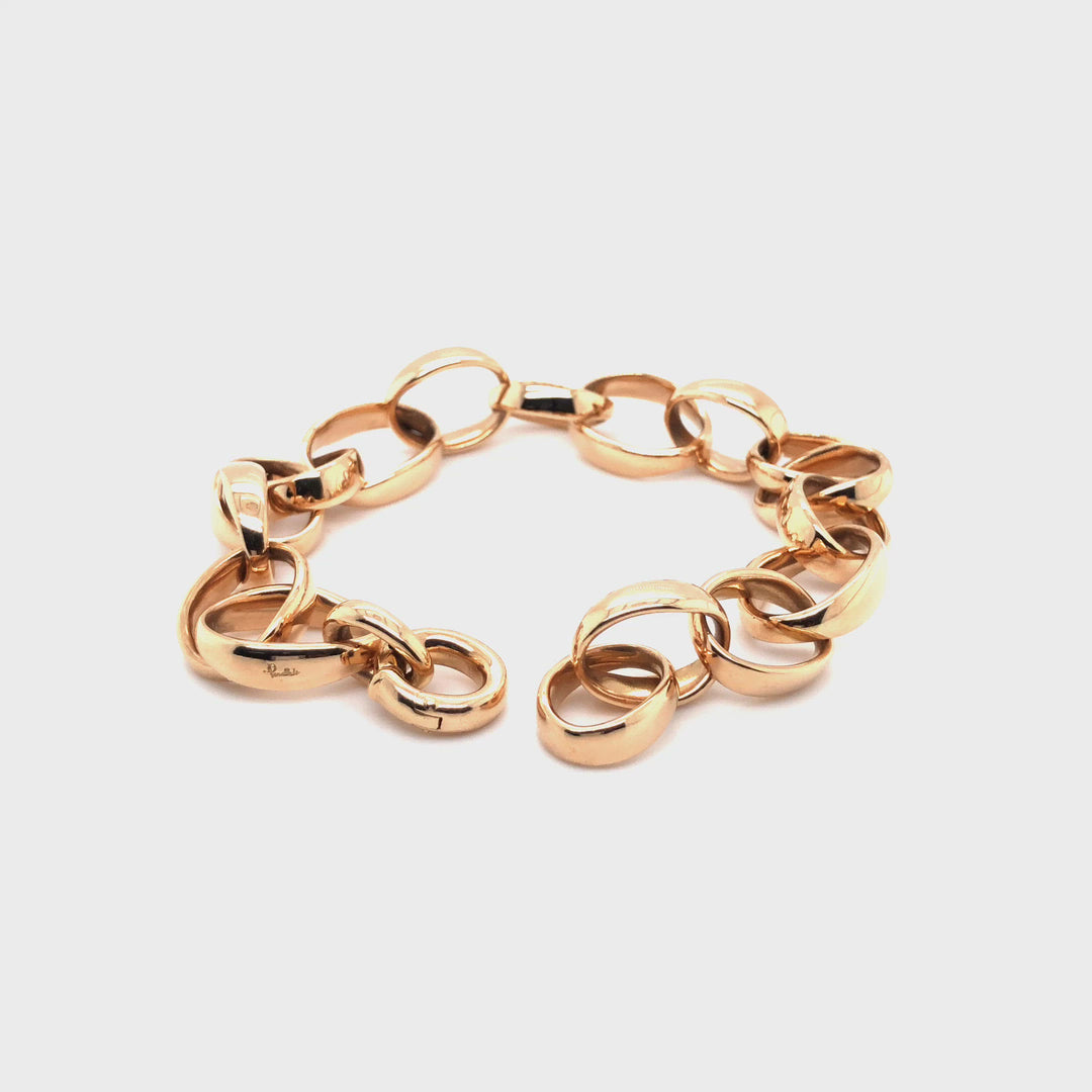 Pomellato Vintage Iconica 18K Rose Gold Bracelet Open Oval Link Vintage 8" Long