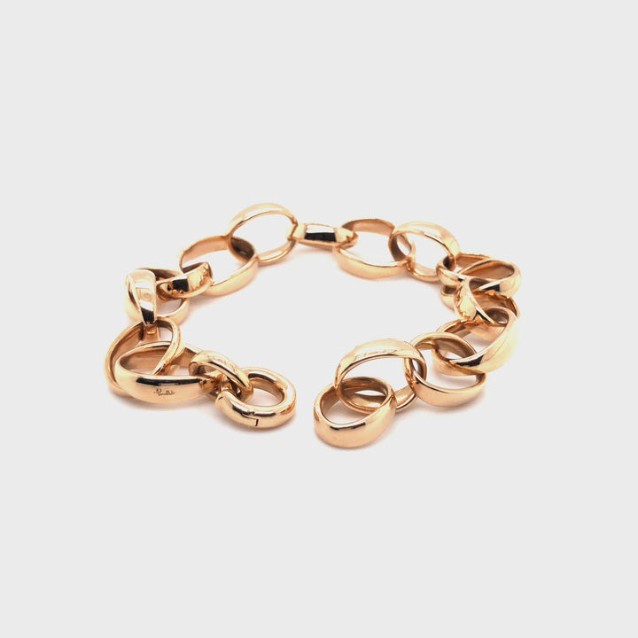 Pomellato Vintage Iconica 18K Rose Gold Bracelet Open Oval Link Vintage 8" Long