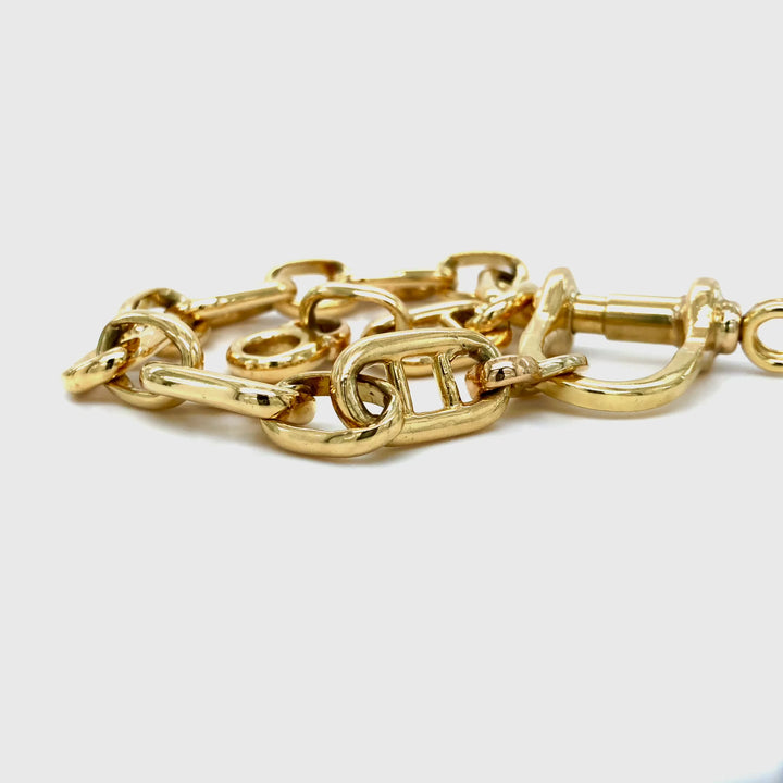 Vintage Cartier 18K Yellow Gold Wide Nautical Heavy Link Bracelet 9" Long Circa 1975