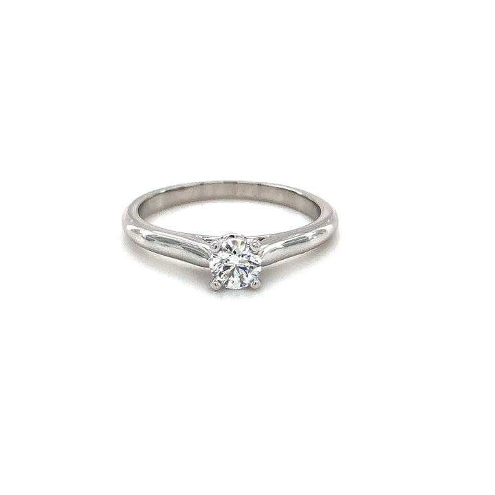 Cartier 1895 Platinum Diamond Engagement Ring with Round .25 Ct FVS1