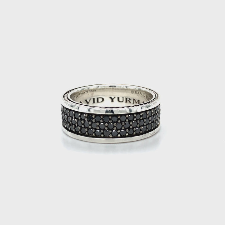 David Yurman Sterling Silver Streamline Pave Black Diamond Wide Band Size 10