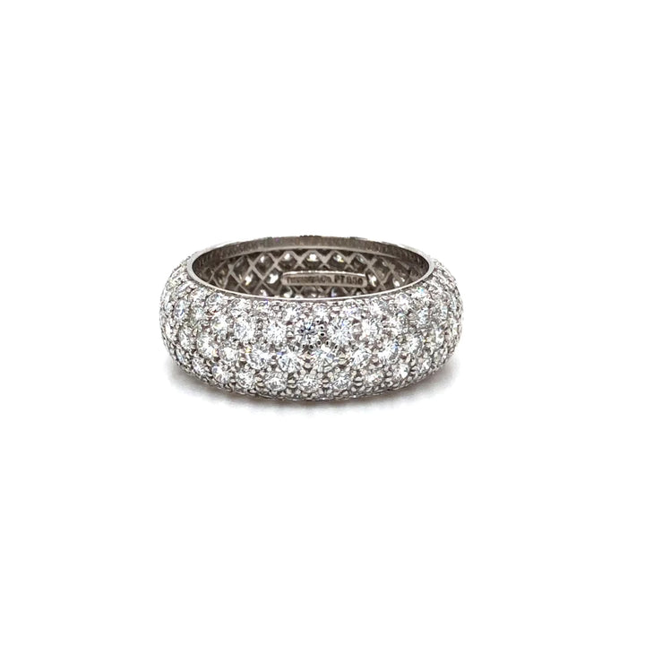 Tiffany & Co. Platinum Diamond Pave 5 Row Etoile Eternity ring 3.75 cts. 7.9 mm Size 8